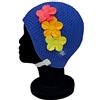Blue Reef Paris Bubble - Cuffia da nuoto da donna, tinta unita, classica, retrò, 3 fiori, tropicale, multicolore, fila, petali 3D, 3 colori, elegante, vintage, taglia unica, per adulti, cinturino