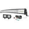 PICAA Curvo 50 Pollici 648W Barra Luce Led con 2x 4 36W Faro da Lavoro Led e 12V Cablaggio Kit, Led Bar Off raod, Fari Led per Fuoristrada SUV Auto Camion 4x4 Trattore