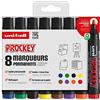 uni-ball Uni Prockey Uni Mitsubishi Pencil - Pennarello permanente inodore PM122 - Multisupporto, base acqua, senza odori, punta conica media 1,2 - 1,8 mm, confezione zero plastica, confezione da 8