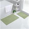 Homaxy Chenille Set di tappetini da bagno 2 pezzi antiscivolo morbido assorbente tappetino da bagno lavabile accessorio per WC - 40x60 cm+50x80 cm, salvia verde