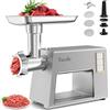 Facelle Tritacarne Elettrico per un Uso Familiare, 2000 W Max, con 3 Piastre Abrasive in Acciaio Inox, 1 Cubo e 1 Tubo di Riempimento per Salsicce, Tritacarne per Hamburger, Kibbeh e Cibo per Cani