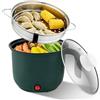 GOMETY Elettrico Hot Pot, 1.5L Elettrico Hot Pot con Vaporiera Mini Antiaderente Portatile Elettrico Casseruola Rapido per Ramen Multicooker per Zuppa, Pasta, Fiocchi d'Avena, Uova, Pasta