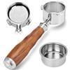 YMWVH Portafiltro senza fondo, 51 mm, 3 orecchie, compatibile con macchine da caffè DeLonghi Dedica EC680/EC685/EC885, con cestello filtrante in acciaio inox, manico in legno di palissandro