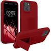 kwmobile 1x Custodia Compatibile con iPhone 15 - Cover Supporto Dita - Back Case per Smartphone - Protezione Gommata Rosso rabarbaro