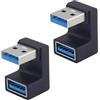 LANMINGLEL Adattatore USB 3.1 180 Gradi Angolo 10Gbps U Forma Maschio a Femmina OTG per Trasferimento Dati, Laptop, Tablet, Phone - 2 Pack (USB M/F)