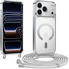 Kokio Cover Magnetica per iPhone 17 Pro max Case avec Cordino,Compatibile con MagSafe, Trasparente Morbido Custodia Paraurti Antiurto, Resistente all'us, Antigraffio, Argento
