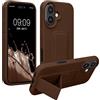 kwmobile 1x Custodia Compatibile con Apple iPhone 16 - Cover Supporto Dita - Back Case per Smartphone - Protezione Gommata Cioccolato Fondente
