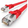 1aTTack.de Cavo di rete piatto Cat.7 Gigabit Ethernet Lan (RJ45), 10Gbit/s, compatibile con Cat.5 -Cat.5e - Cat.6 Rosso / 1 pz 10 m