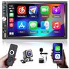Inefala Autoradio 7 Pollici con Carplay e Android Auto,Stereo 2 Din con Schermo Bluetooth 5.1, Mirror Link, Supporta FM, USB, AUX, TF, Controllo del Volante, Telecamera Posteriore