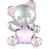 ShiYu Ciondoli charm d'orso in argento sterling 925 per bracciali Pandora, perle rosa a forma di stella, regalo per donne e ragazze.