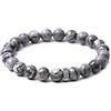 OZ Jewels Bracciale Elastico Unisex con Perline di Pietre Naturali Diaspro Grigio da 8mm, per Uomo e Donna