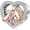 ShiYu Charms di gatto che si baciano in argento sterling 925 per braccialetti Pandora, gioiello regalo per donne e ragazze