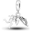 Mon & Sons Ciondolo a forma di fiore, granchio, orca, compleanno, atleta, albero genealogico, gatto, cane, in argento Sterling 925, compatibile con braccialetti Pandora Moments, 4mm Hole, Metallo Argento