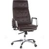 HJH Office 600924 Poltrona Girevole VILLA 20 Pelle, Sedia da Ufficio con Schienale alto, Comoda, Regolabile in Altezza, Marrone