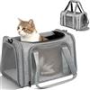 PORFOYO Trasportino Gatto Pieghevole, Trasportino Per Gatti, Borsa Per Il Trasporto Di Gatti, Gabbia Con Tracolla Regolabile, 45 X 30 X 30 Cm, Adatto Per Gatti E Cani Di Piccola Taglia, Grigio