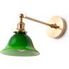 B·LED BARCELONA LED BARCELONA LED Applique da Parete Vintage Industriale BANQUI Verde | Paralume in Vetro Verde e Struttura Oro Bronzo | Attacco E27 | Braccio Orientabile 180° | Lampada da Soggiorno Corridoio