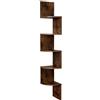 Relaxdays Scaffale angolare, HxLxP: 125 x 20 x 20 cm, 5 Ripiani, MDF, Design Zigzag, libreria sospesa, Marrone