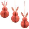 Dekohelden24 Set di 3 Ganci Decorativi Nido d'Ape velina, Carta/Cartone, Magnetico, Contenuto della Confezione: 3 Pezzi, L/L/H 6 x 6 x 10 cm, Coniglietto Pasquale Rosa, 6 cm