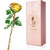 SWEETIME Rosa gialla per lei, K9, rosa di cristallo con biglietto desiderato, rosa di vetro 3D, fiore eterno, figura di cristallo per donne per compleanno, festa della mamma, San Valentino, Natale.