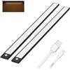 Klighten 2 Pezzi 60cm Luce Led Sottopensile Cucina Ricaricabile, Luce Armadio con Sensore di Movimento, 113 LEDs, 3 Modalità, 3200mAh, Led Armadio Magnetica, Bianco caldo 3000K, Noir