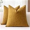 JOTOM Set di 2 Fodere Cuscini 45x45 cm Morbida Ciniglia Fodere decorative Fodere per Cuscini 18x18 Pollici Copricuscini Solidi per Divano Divano Soggiorno Letto Home Decor (Giallo Oro)