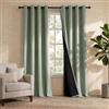 PONY DANCE 100% Tende Oscuranti Termiche Isolanti con Anelli Tende Termiche per Interni 2 Pezzi L 140 x A 210 cm Doppio Strato Curtains Camera da Letto, Verde Salvia