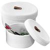 Tomalithic 2 Pezzi Cestino Portaoggetti con Coperchio - Cestino in Corda di Cotone - Cesto Portaoggetti Intrecciato, Impilabile Scatola di Immagazzinaggio per Cucina, Soggiorno, Bagno(Bianco)