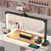 Adonafy Mezza Luna Lampada per Nghie: 34 LED a Mezzaluna per Chiodatrici con Supporto per Cellulare, 3 Modalità di Colore e 10 Livelli di Luminosità Lampada da Tavolo per Manicure (Nero)