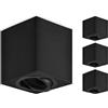GeyouLux Faretti GU10 da Soffitto Nero, 80x84mm Faretti da Superficie Quadrati, Orientabili 30°, Plafoniera 230V con Attacco GU10, Spot in Alluminio, Senza Lampadine, 4 Pezzi