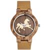 SUPBRO Orologio da Uomo Quarzo Orologio da Uomo in Legno Orologio Legno Uomo Al quarzo con Cinturino in pelle cavallo