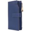 Catwalk Collection Handbags - Grande Portafoglio Donna in Pelle - Portamonete Per Smartphone e 20 Carte di Credito - RFID Protezione - Stella - Blu