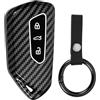 Bafiwu Custodia per chiave auto, compatibile con VW Golf 8 a 3 tasti, custodia per chiave auto compatibile con Golf 8, ID3, ID4, GTI, GTE, Seat Leon MK4, con portachiavi