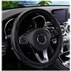 LOTEZAVA Coprivolante in morbida pelle ecologica in poliuretano, antiscivolo, traspirante, accessori per auto senza anello interno, adatto per auto, auto, SUV, 36,8 - 38,1 cm, colore nero