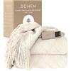 Groenland BOHEM Coperta Riscaldante Design per Divano 180 × 130 White Clay | Coperta Termica per Divano | Plaid Elettrico | Pensata per i tuoi Interni | Cavo in Lino Naturale | Auto-Off | Lavabile 30°C