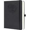 Mlife Quaderno B5 con motivo albero della vita - 300 pagine, carta da 100 g, copertina in PU, elastico, portapenne, 3 segnalibri - ideale per lavoro, studio e regalo (nero)