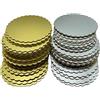 KITCHENDREAM Cake Board, set base per torte in oro e argento in cartone, spessore 3 mm, modellato con bordo decorativo ondulato seghettato in varie quantità per servire, trasportare e impilare torte e crostate