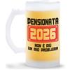 STAMPATEK Boccale Birra Pensionata 2026 in Vetro Satinato - Idea Regalo Pensione e Pensionamento Donna - Bicchiere Birra 500 ml Regali per Collega mod.BS1_DS2_2026