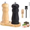 Foyucool Set Macina Sale e Pepe in Legno, 2 Macina Pepe Manuale, Granulosità Regolabile, Rotore in Ceramica, con Vassoio e Pennello per la Pulizia, per Lilla, Pepe, Sale, 6 Pollici (Legno+Nero)
