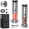 Set di macina sale e pepe elettrico ricaricabile di grande capacità, porta di ricarica USB con coperchio antipolvere scorrevole; macina sale e pepe automatico con luce a LED, 6 modalità di macinazione