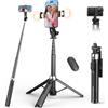 RISEOFLE 110cm Bastone Selfie Treppiede con 2 Luci di Riempimento, Treppiede per Smartphone Portatile Estensibile con Telecomando Wireless, Selfie Stick Compatibile con iPhone/Samsung/GoPro/Camera