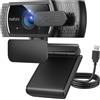 Nulaxy Webcam QHD 4K con correzione automatica della luce, due microfoni antirumore, plug and play USB da 1,5 m, obiettivo ultra grandangolare da 80° con coperchio di copertura, ideale per