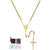U7 Collana Rosario Uomo Oro con Perline da 6mm Acciaio Inossidabile Placcato Oro 14K Rosario Collana Uomo Crocifisso Catena 66cm + 16cm con Scatolina Libretto di Preghiere, Manuale
