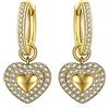 ANNA NUCCI Orecchini da Donna Placcati Orecchini a Cerchio Piccoli con Ciondolo Cuore, Regalo per la Festa Della Mamma, oro 18 ct con Zirconi 5A, San Valentino Regali di Compleanno