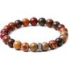 OZ Jewels Bracciale Elastico Unisex con Perline di Pietre Naturali Diaspro Picasso da 8mm, per Uomo e Donna