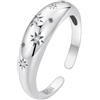 IMINI Anello a Cupola Grosso con Dichiarazione Delicato Starburst in Argento Sterling 925 con Zirconi Cubici Impilabile Regolabile Aperte Fasce per Dita Fedi Nuziali Gioielli Regali per Donne Ragazze
