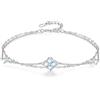 PHNIBIRD Bracciale Donna in Argento Sterling 925 con Pietra di luna di nascita trefle a 4 foglie ciondolo Doppio Strato Bracciale Donna regalo per mamma moglie figlia