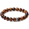 OZ Jewels Bracciale Elastico Unisex con Perline di Pietre Naturali Occhio di Tigre Giallo da 8mm, per Uomo e Donna