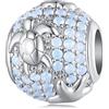 ShiYu Ciondolo tartaruga per braccialetti Pandora, charm in argento sterling 925 con perle di opale del mondo sottomarino.
