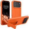 kwmobile 1x Custodia Compatibile con Apple iPhone 17 PRO Max - Cover Supporto Dita - Back Case per Smartphone - Protezione Gommata Arancia fruttata