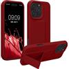 kwmobile 1x Custodia Compatibile con Apple iPhone 16 PRO Max - Cover Supporto Dita - Back Case per Smartphone - Protezione Gommata Rosso rabarbaro